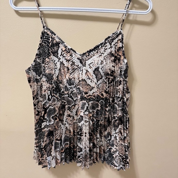 Black Tape_ Tops - Snake Print Pleated Cami Top